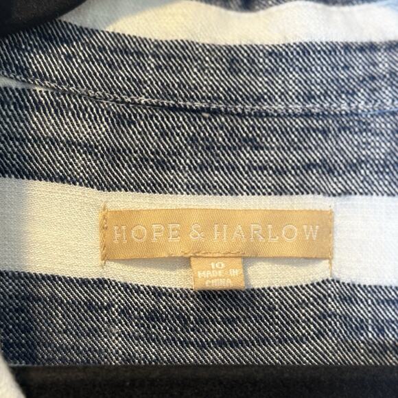 Hope & Harlow Button Up Stripped Long Sleeve Preppy Dress Size 10 - Picture 3 of 4